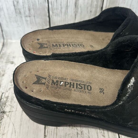 Mephisto Metallic Black Satty Nubuck Clog Mules size 38 Slip on 7.5 US - Picture 7 of 10